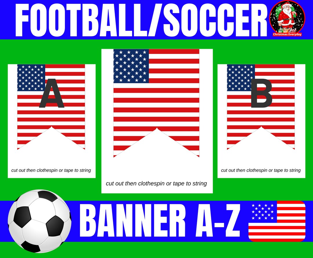 World Cup Flag Football Printable Soccer Banner Template - Etsy