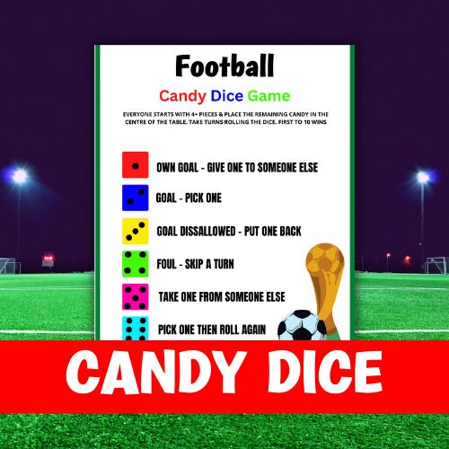 Football Dice Game Candy Dice Game Candy Dice Roll A Dice Etsy
