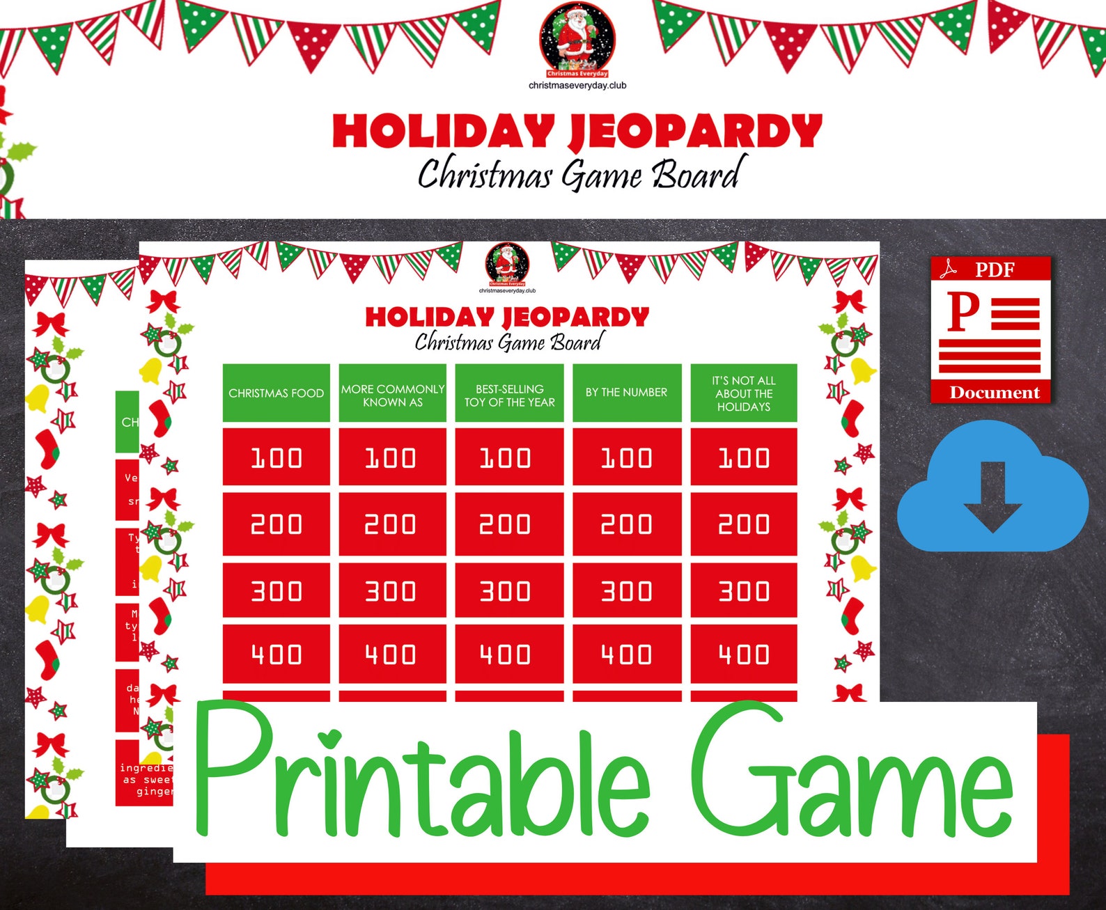 Christmas Jeopardy Printable Jeopardy Trivia Game Etsy