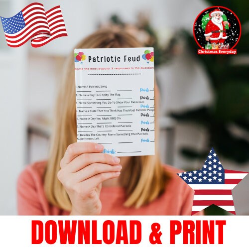 Patriotic Feud Flag Day Game 4th of July Feud July 4th Etsy