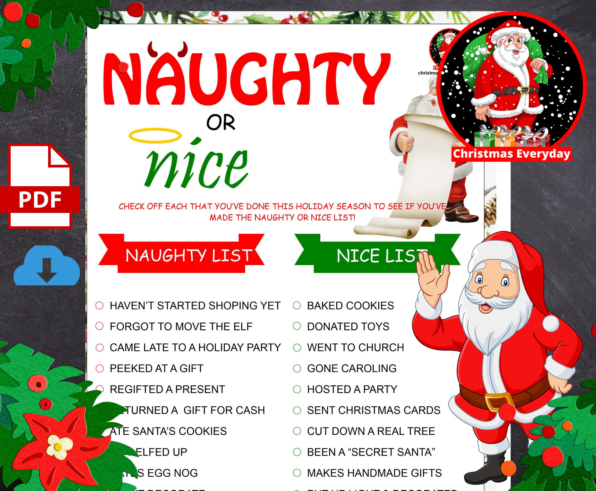 Naughty or Nice Christmas Game, Christmas Game Printable, Office