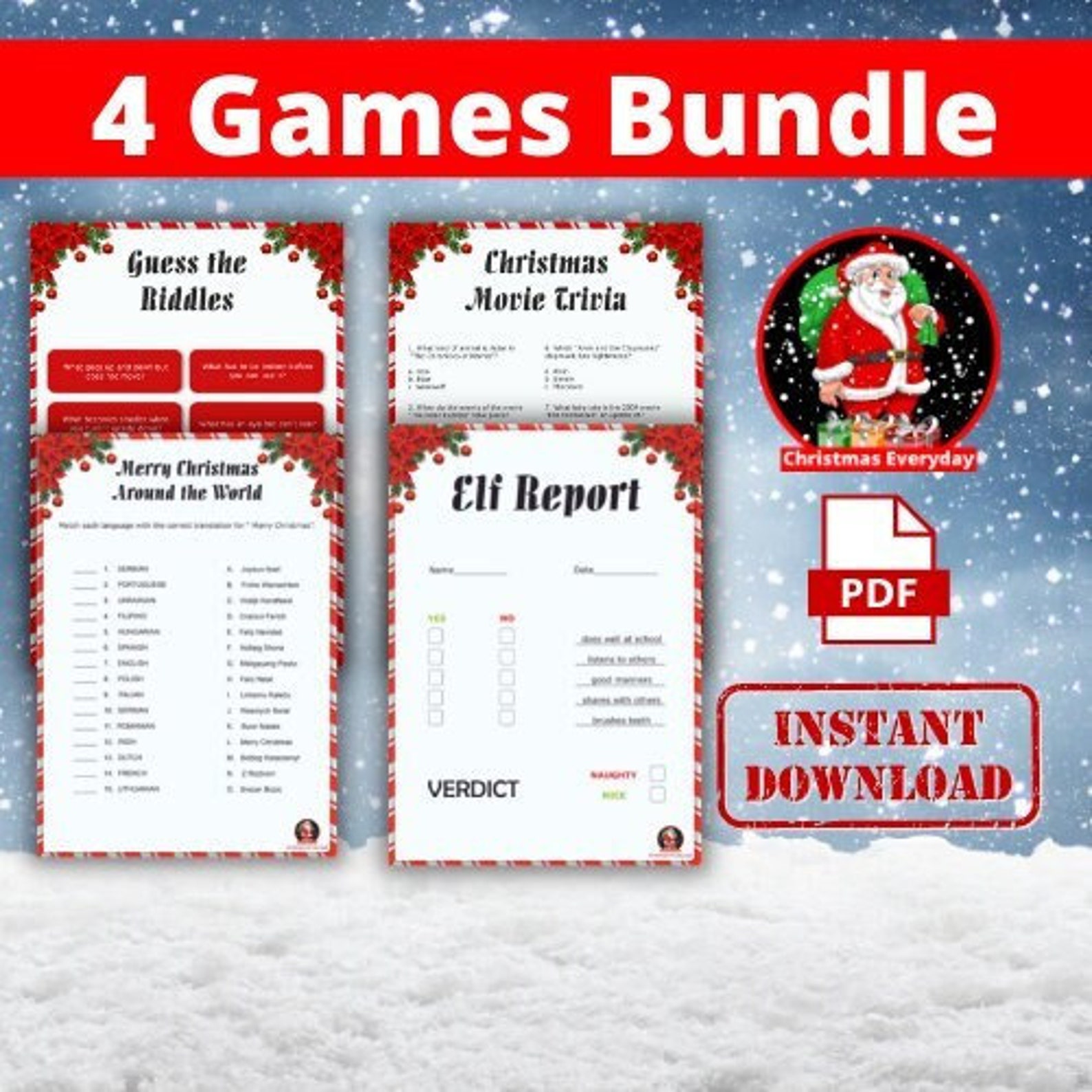 Printable Christmas Party Games Christmas Games Bundle - Etsy UK