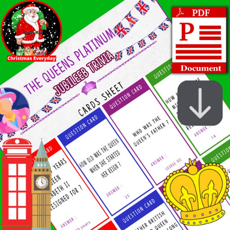 Platinum Jubilee Trivia Game Street Party Activity Platinum Etsy