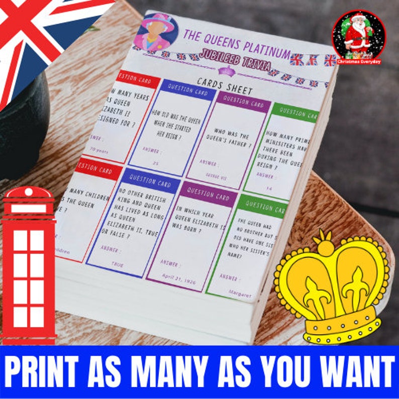 Platinum Jubilee Trivia Game Street Party Activity Platinum Etsy