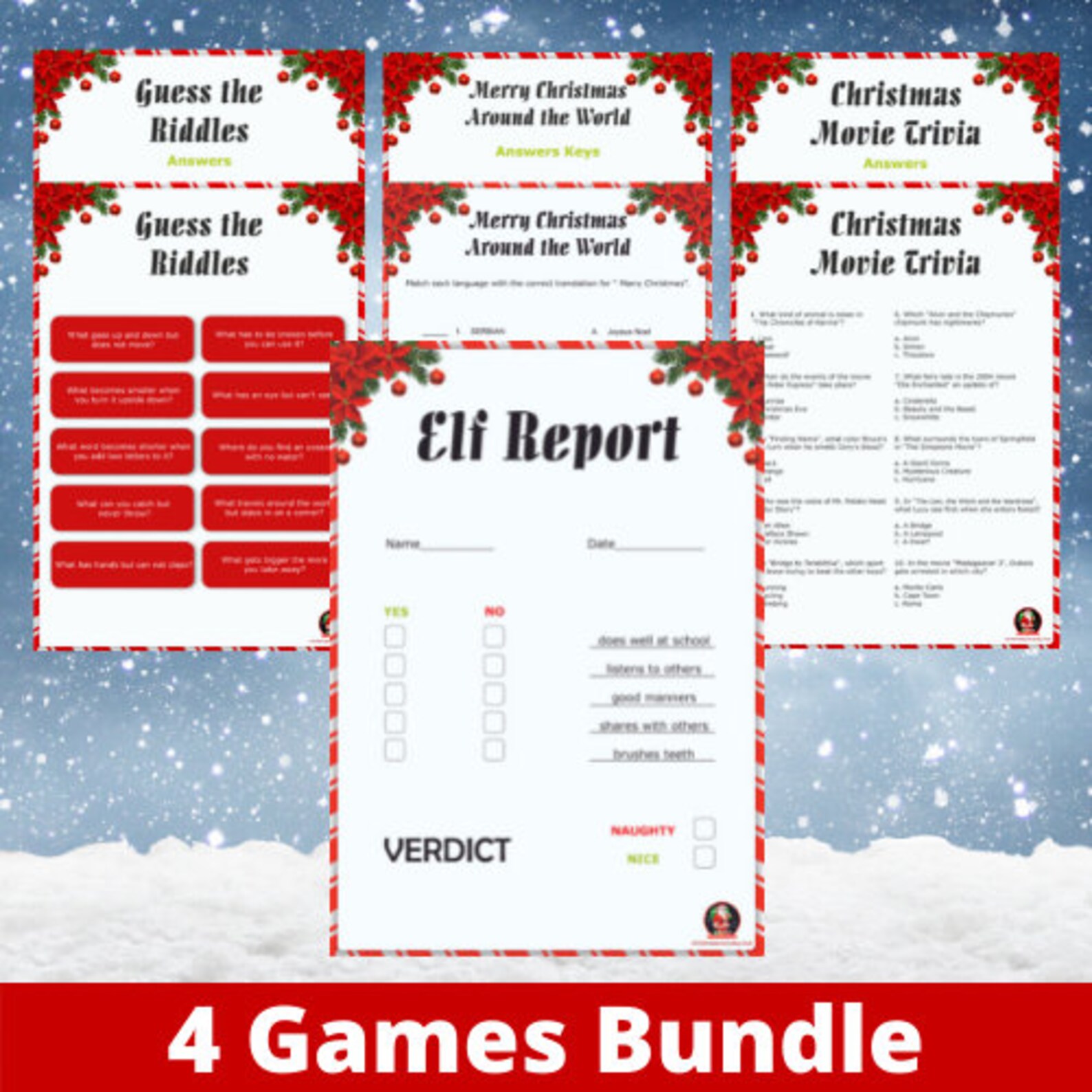 Printable Christmas Party Games Christmas Games Bundle - Etsy UK
