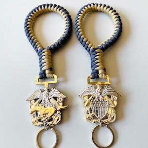 US Naval Officer and Warrant Officer Navy Blue and Gold Paracord Keychains/Keyfob
