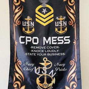 USN CPO Mess 5X3 Vertical Flag