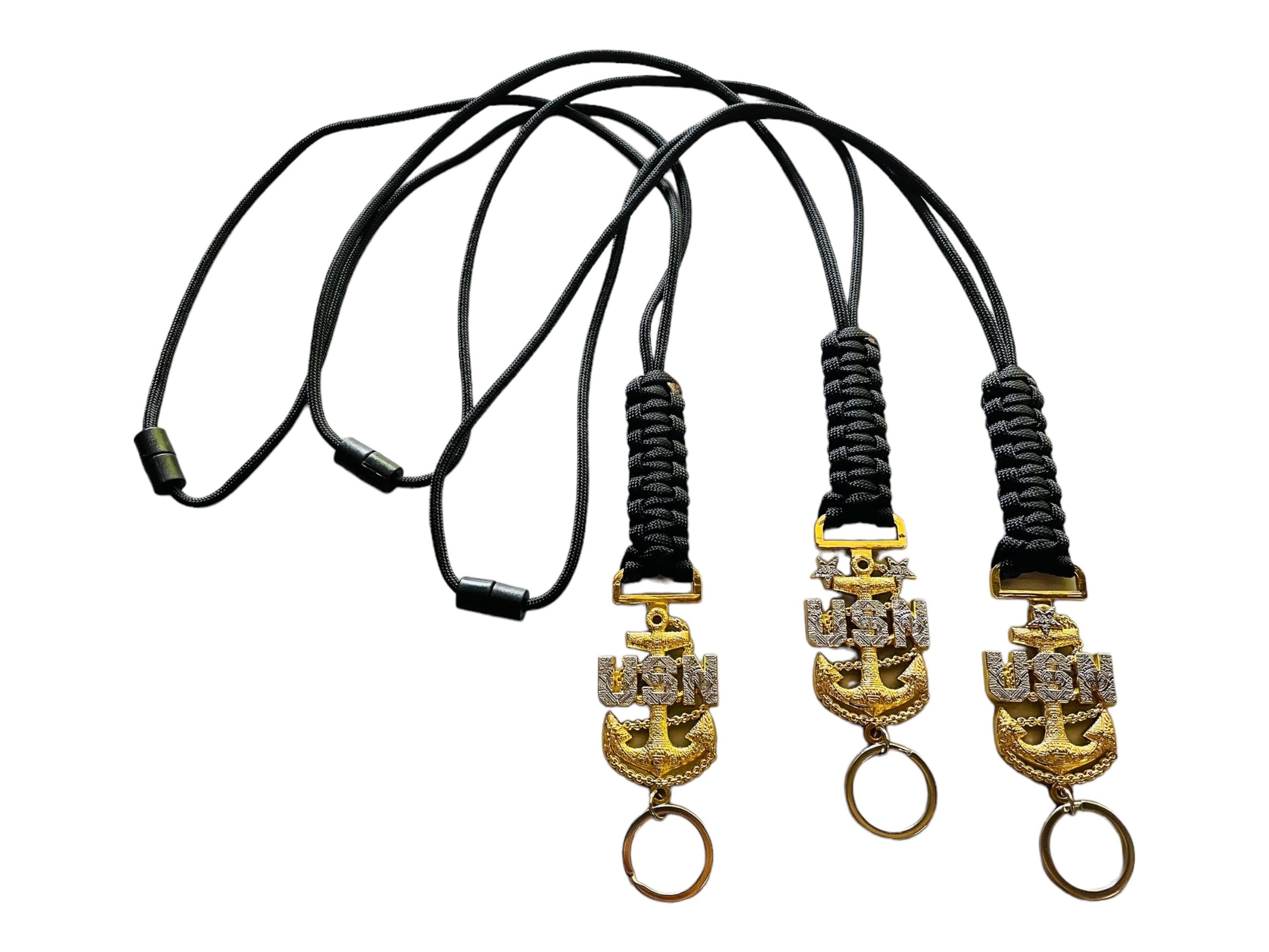 USN E7/E8/E9 Tribal Anchors Black Paracord Neck Lanyard - Etsy