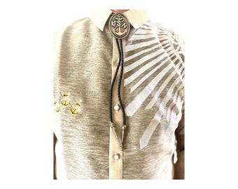 USN CPO Bolo Tie Antique Nickel Pendant