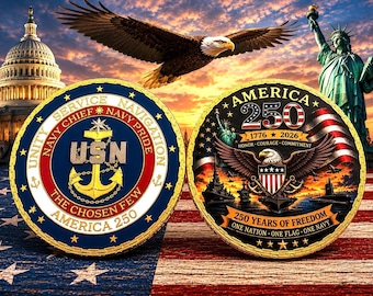 USN America 250 Senior Chief Petty Officer Challenge Coins, A Great Gift For Your Sponsor