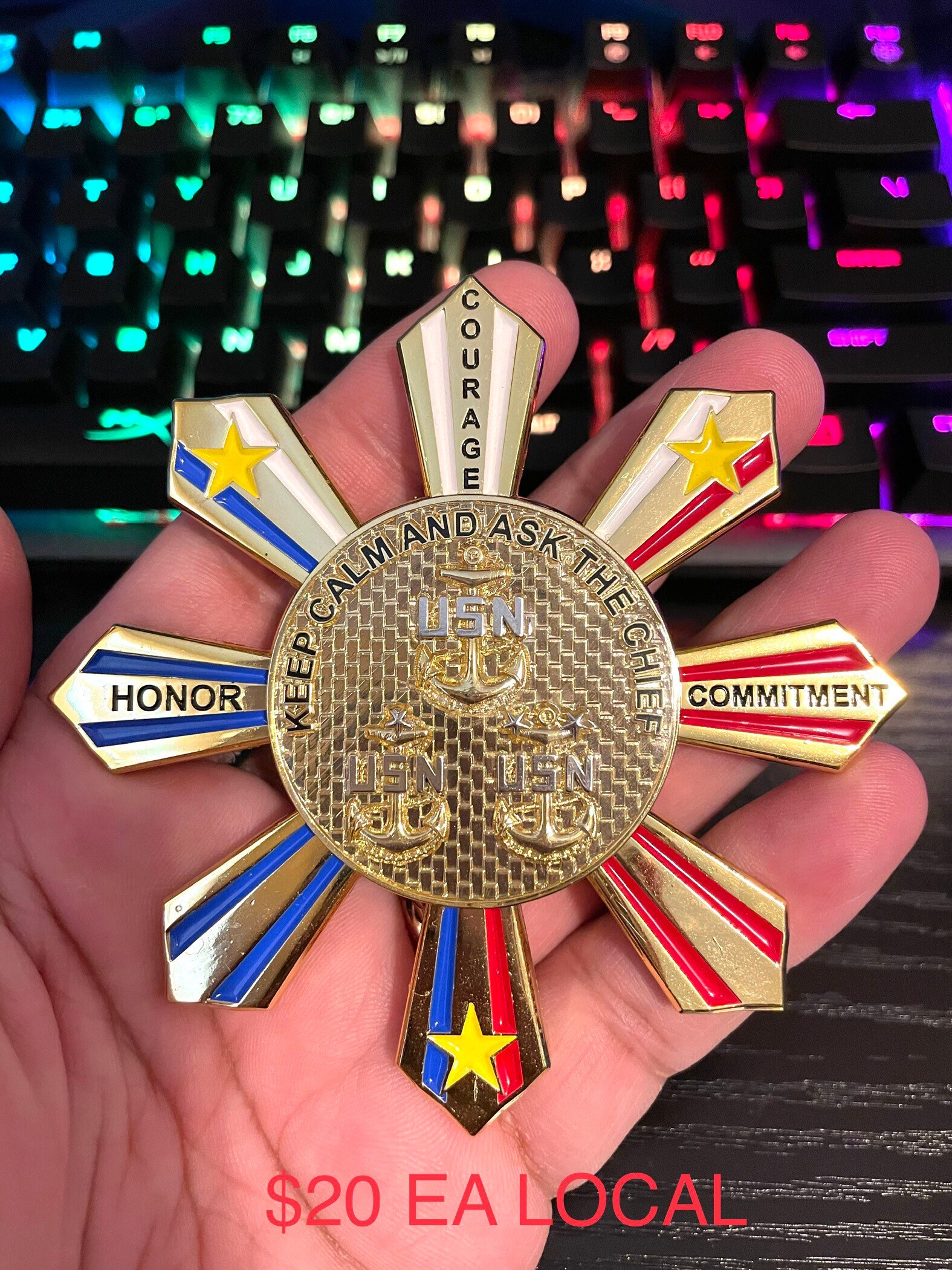Philippine Sun and 3 Stars Spinner Usnavy CPO Pride