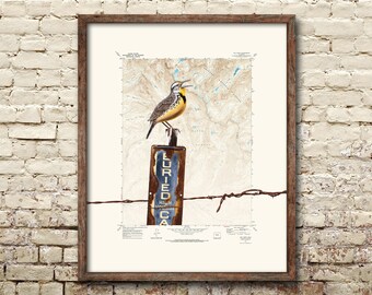 Bird print - Vail East Colorado location map custom map print - mountain wall art bird print on topographic map