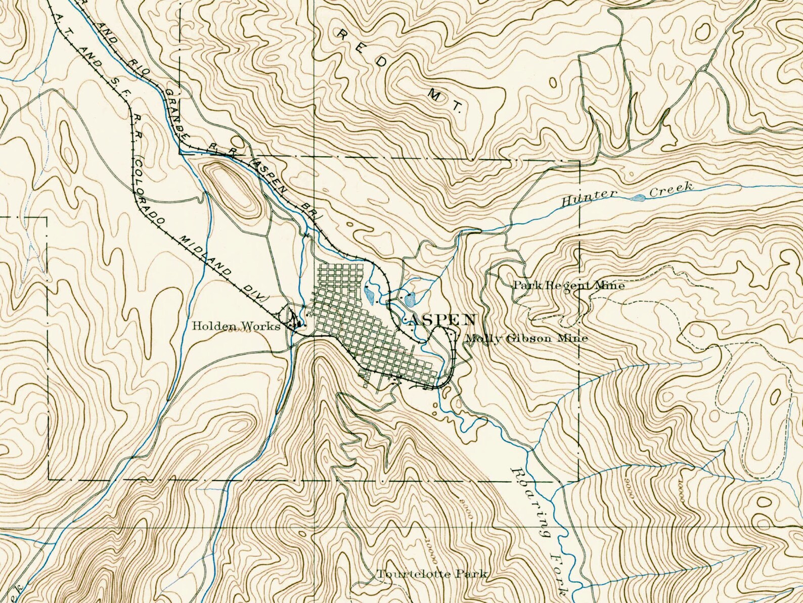 Aspen Colorado vintage topographic map art print featuring an Etsy