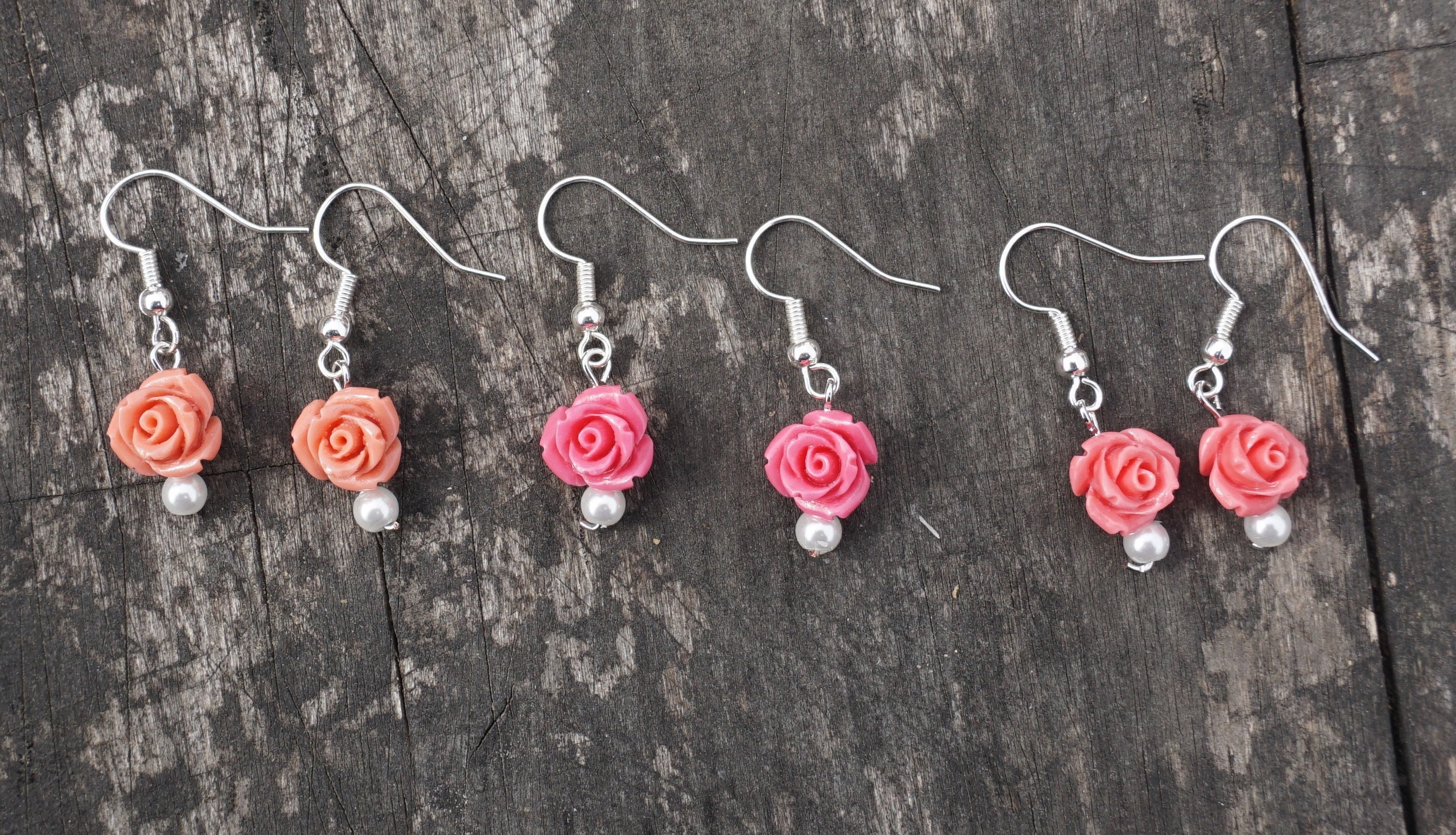 Rose Earrings Etsy
