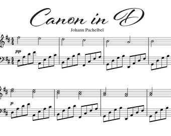 Canon in D Noten für Klavier Schüler Canon in D PDF Klassische Hochzeitsmusik Digitaler Download Komplettes Klavierarrangement Von Johann Pachelbel
