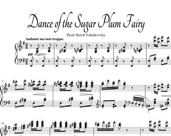 Dance of the Sugar Plum Fairy Sheet Music Full Piano Arrangement by Pyotr Ilyich Tchaikovsky Digital Download Christmas Music