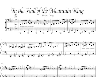 In the Hall of the Mountain King Sheet Music Full Piano Arrangement by Edvard Grieg Digital Download