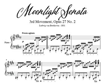 Moonlight Sonata 3rd Movement PDF Classical Sheet Music Advanced Piano Arrangement by Ludwig van Beethoven Digital Download Beethoven PDF