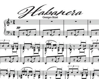 Habanera Sheet Music Full Piano Arrangement by Georges Bizet PDF Digital Download
