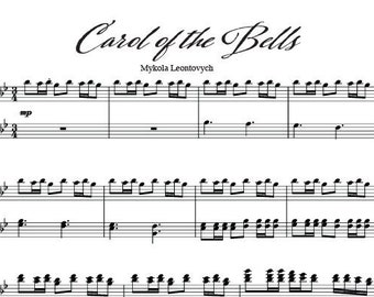 Carol of the Bells Sheet Music for Piano Complete Arrangement - Instant Digital Download, Printable PDF