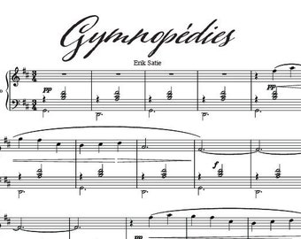 Gymnopedies Sheet Music Full Piano Arrangement by Erik Satie PDF Digital Download