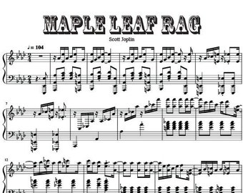 Maple Leaf Rag Sheet Music Full Piano Arrangement By Scott Joplin PDF Digital Download