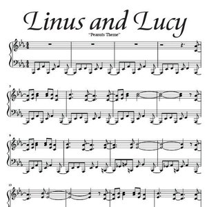 Linus and Lucy Peanuts Theme Piano Sheet Music Full Piano Arrangement Digital Download image 1