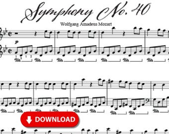 ピアノ楽譜 - 交響曲第40番ト短調第1楽章 K.550のテーマ（ピアノ