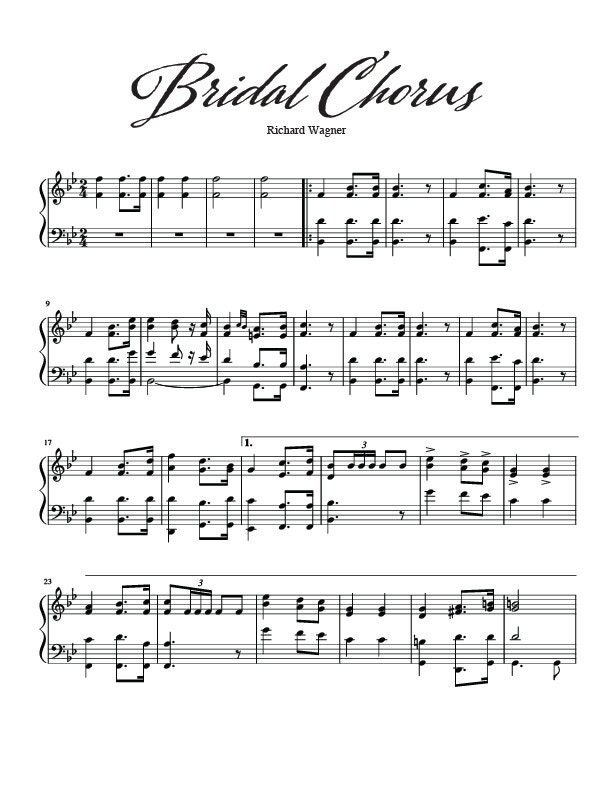 How To Play Here Comes The Bride On Piano Bridal Chorus here Comes the Bride Sheet Music Full Piano Arrangement