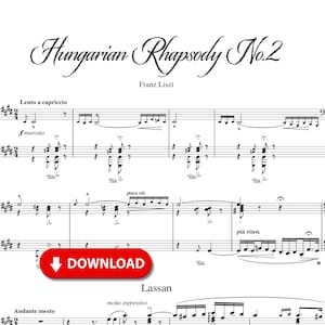 Hungarian Rhapsody No. 2 Sheet Music for Piano – Classical Liszt Digital Download – Advanced Piano Solo PDF – Instant Print Music