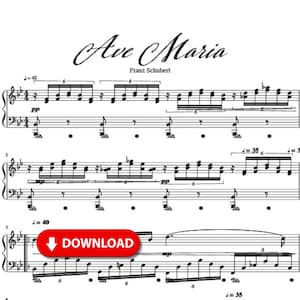 Ave Maria Sheet Music – Piano Solo PDF – Classical Sacred Music – Schubert Arrangement – Printable Digital Download – Intermediate Piano