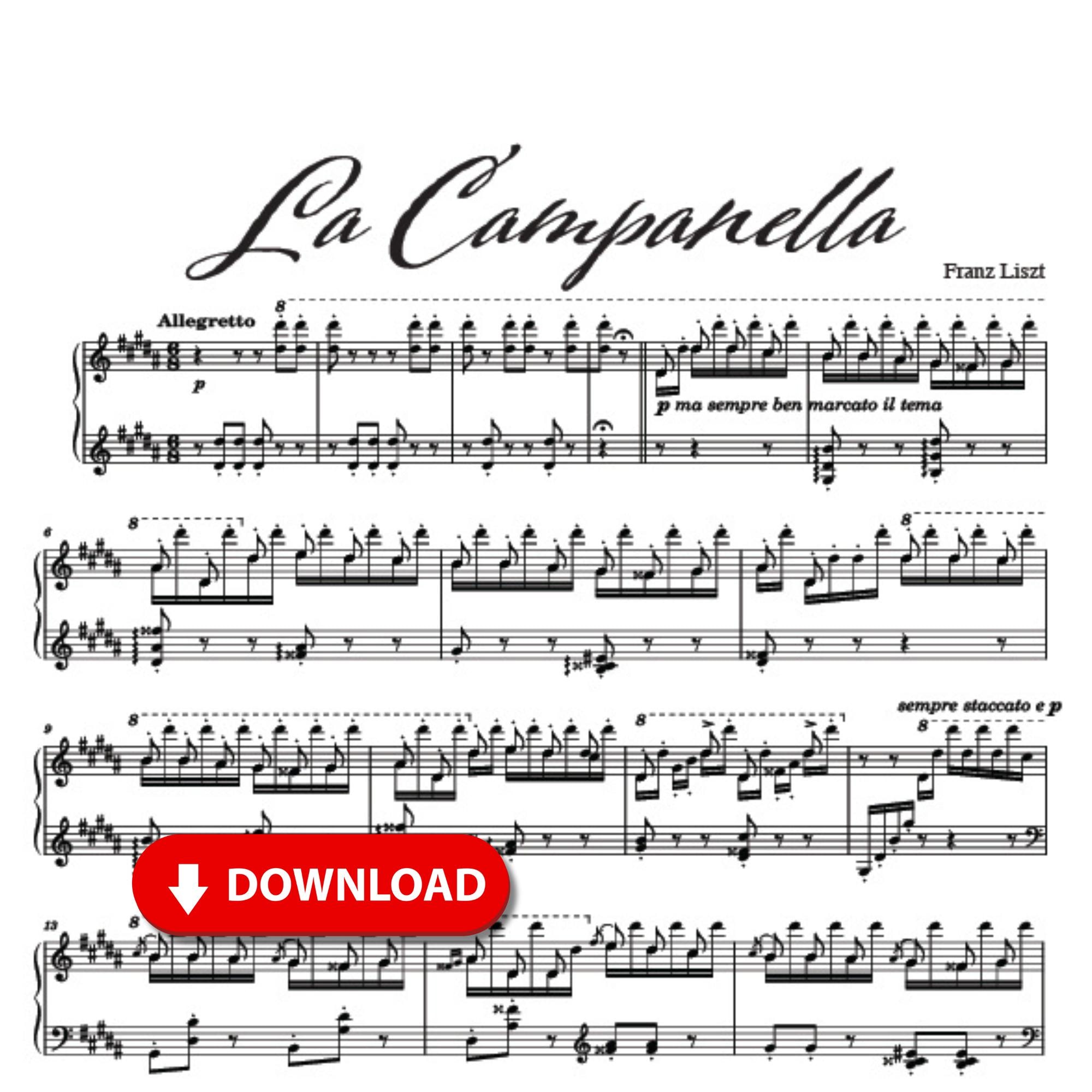La Campanella Piano Sheet Music by Franz Liszt (digital Download
