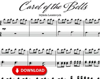 Carol of the Bells Sheet Music for Piano Complete Arrangement - Instant Digital Download, Printable PDF