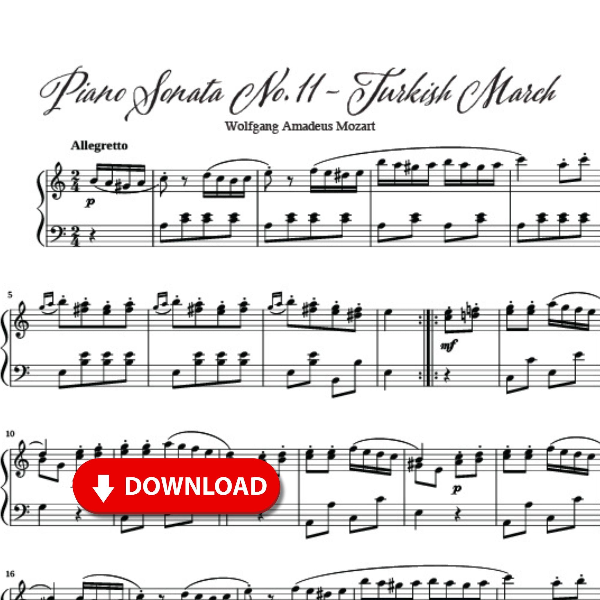 トルコ行進曲 ピアノ楽譜 – モーツァルト – ソナタ第11番 (PDF) - Etsy