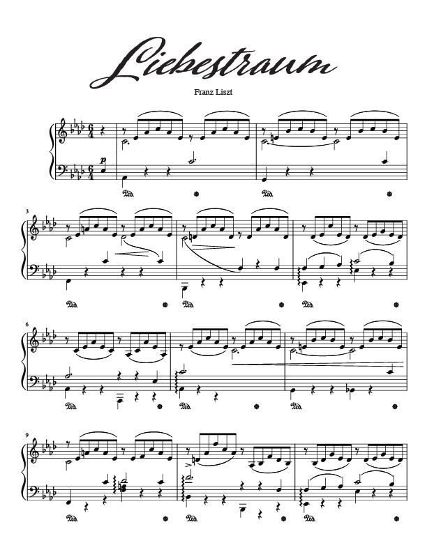 Liebestraum Piano Sheet Music by Franz Liszt (PDF Download) - Etsy