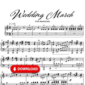 Wedding March Piano Sheet Music Printable PDF Mendelssohn Easy to Intermediate Solo Ceremony Processional Song - Digital Download