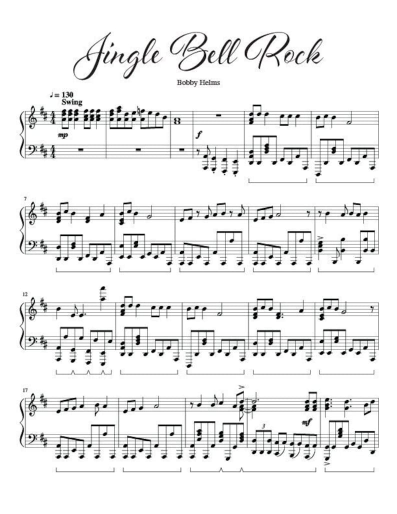 Jingle Bell Rock Piano Sheet Music Full Arrangement i Instant Download PDF image 1