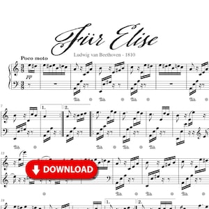 Fur Elise Piano Sheet Music PDF – Beethoven Classical Piano Music – Instant Download