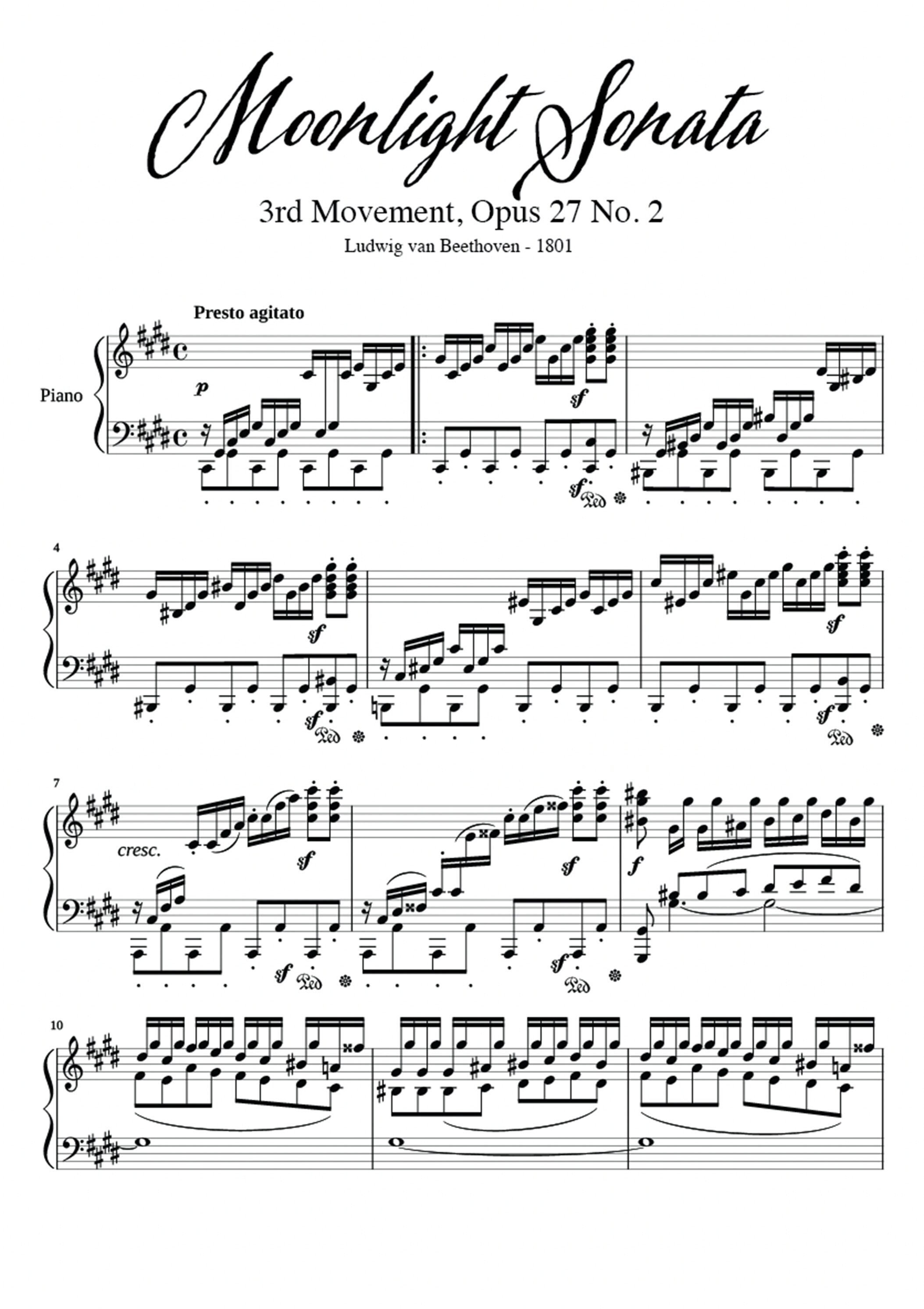 Beethoven Piano Sheet Music Moonlight Sonata
