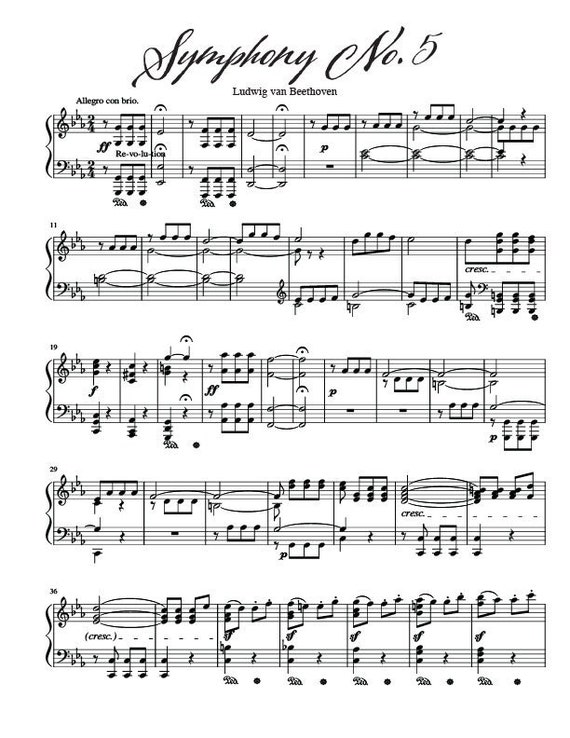 Symphony No. 5 First Movement Sheet Music Full Piano