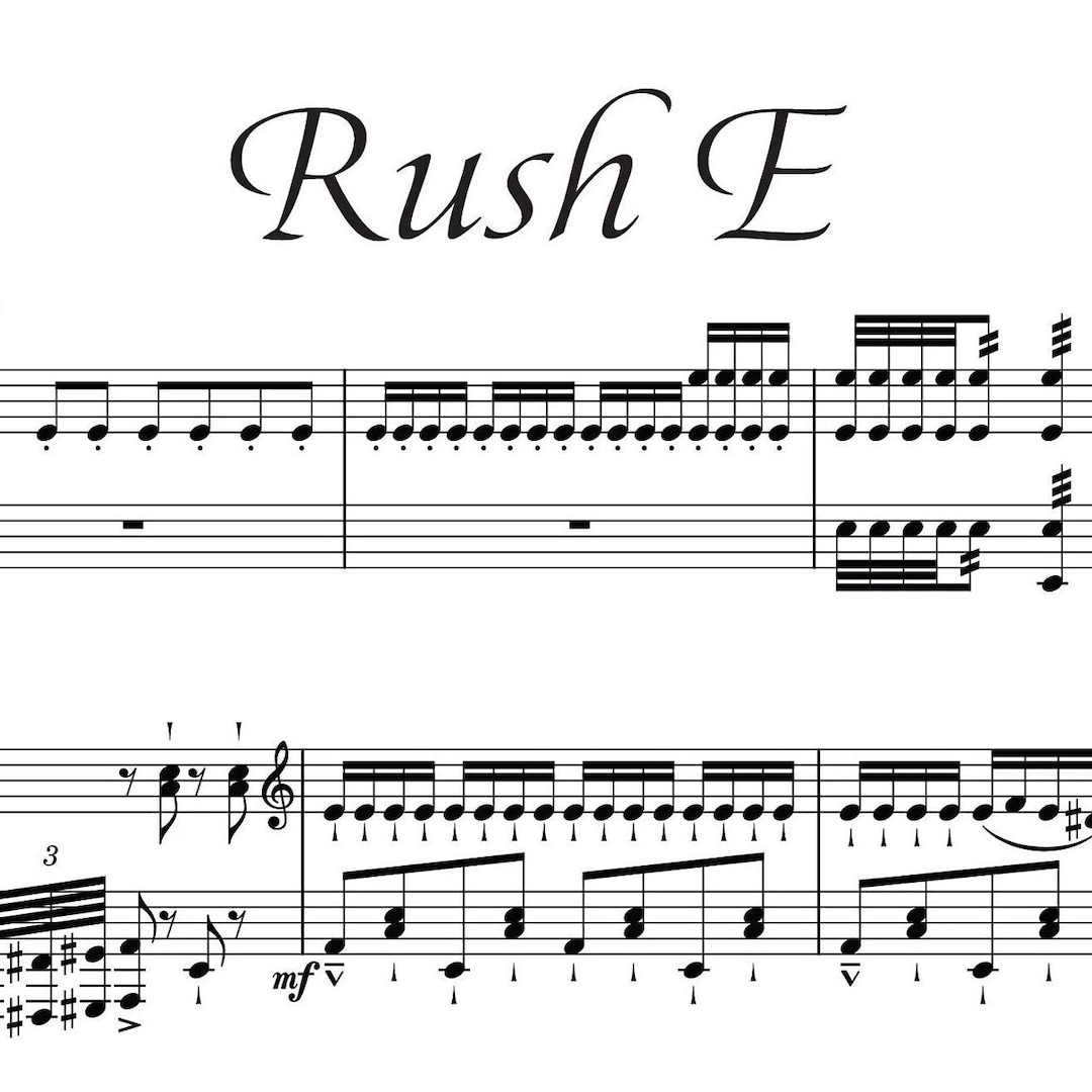 Rush E Sheet Music Full Piano Arrangement PDF - Instant