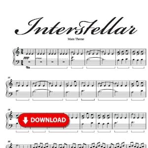 Interstellar Main Theme Klavier Notenmusik Vollständiges Klavierarrangement, wunderschön formatierte, professionelle Noten PDF Digitaler Download