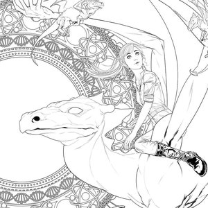 Coloring Book Page &quot;Faranth - Mother of Dragons &quot; digital download