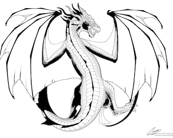 Digital Download of Black Dragon Coloring Book Page
