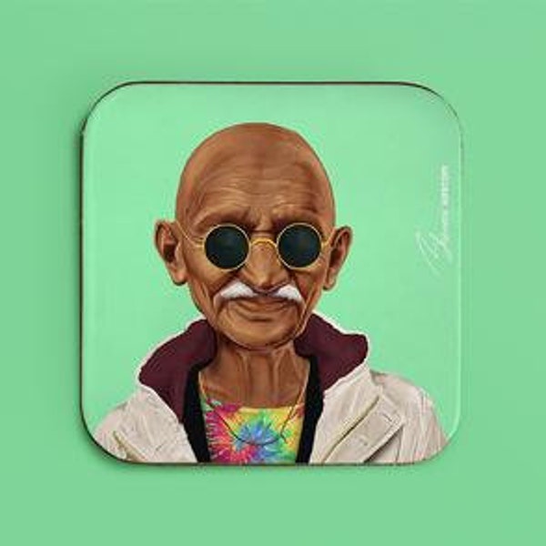 Hipster pop art emblématique Gandhi Drink Coaster Nouveauté humoristique Cadeaux Personnages historiques emblématiques