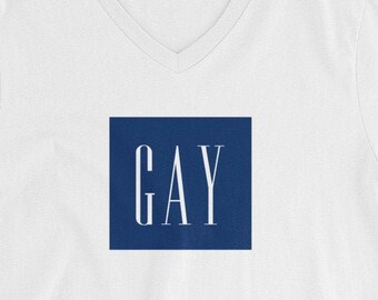 Gay Gap V-Neck, Funny Gay Gap T Shirt, Gay V-Neck T Shirt, Gay Logo Graphic T Shirt