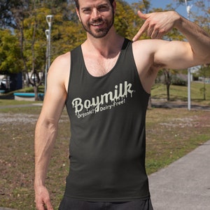 Boymilk Tank Top, Funny Gay Tank Top, Joke Tank Top, Gift Muscle Shirt, Dirty Gay Gym Shirt