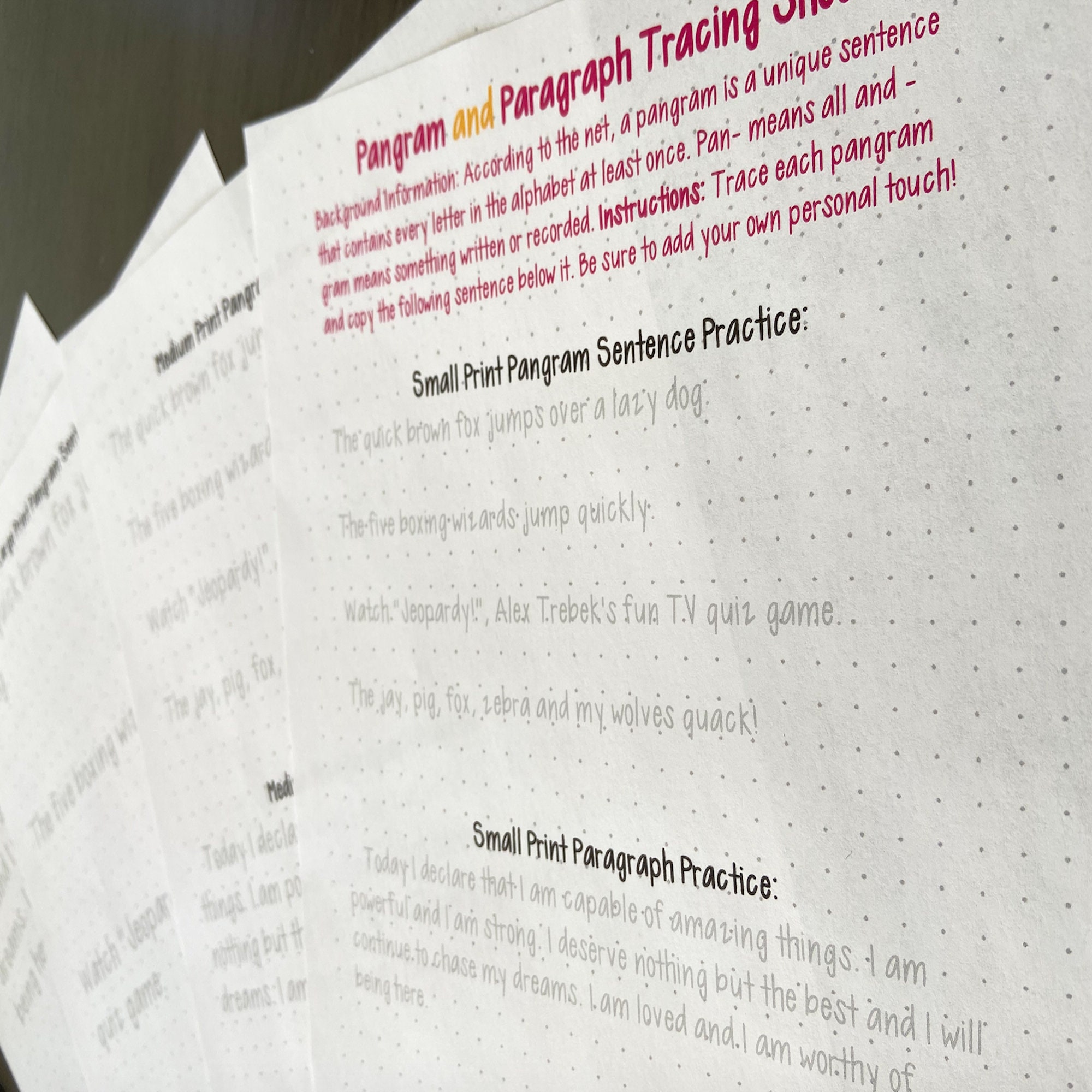 Paragraph Example Pangram Graysplan (OLD FONT) Pangram and Paragraph Tracing Sheet - Etsy