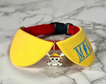 Cat Necklace | Anime Inspired Pet Collar | Breakaway Cat Collar | Small Dog Collar | Custom Pet Collar | Straw Hat Legacy Necklace