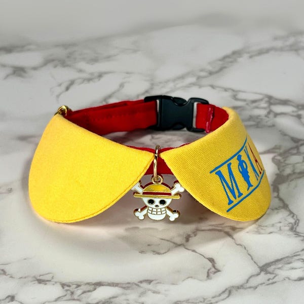 Cat Necklace | Anime Inspired Pet Collar | Breakaway Cat Collar | Small Dog Collar | Custom Pet Collar | Straw Hat Legacy Necklace